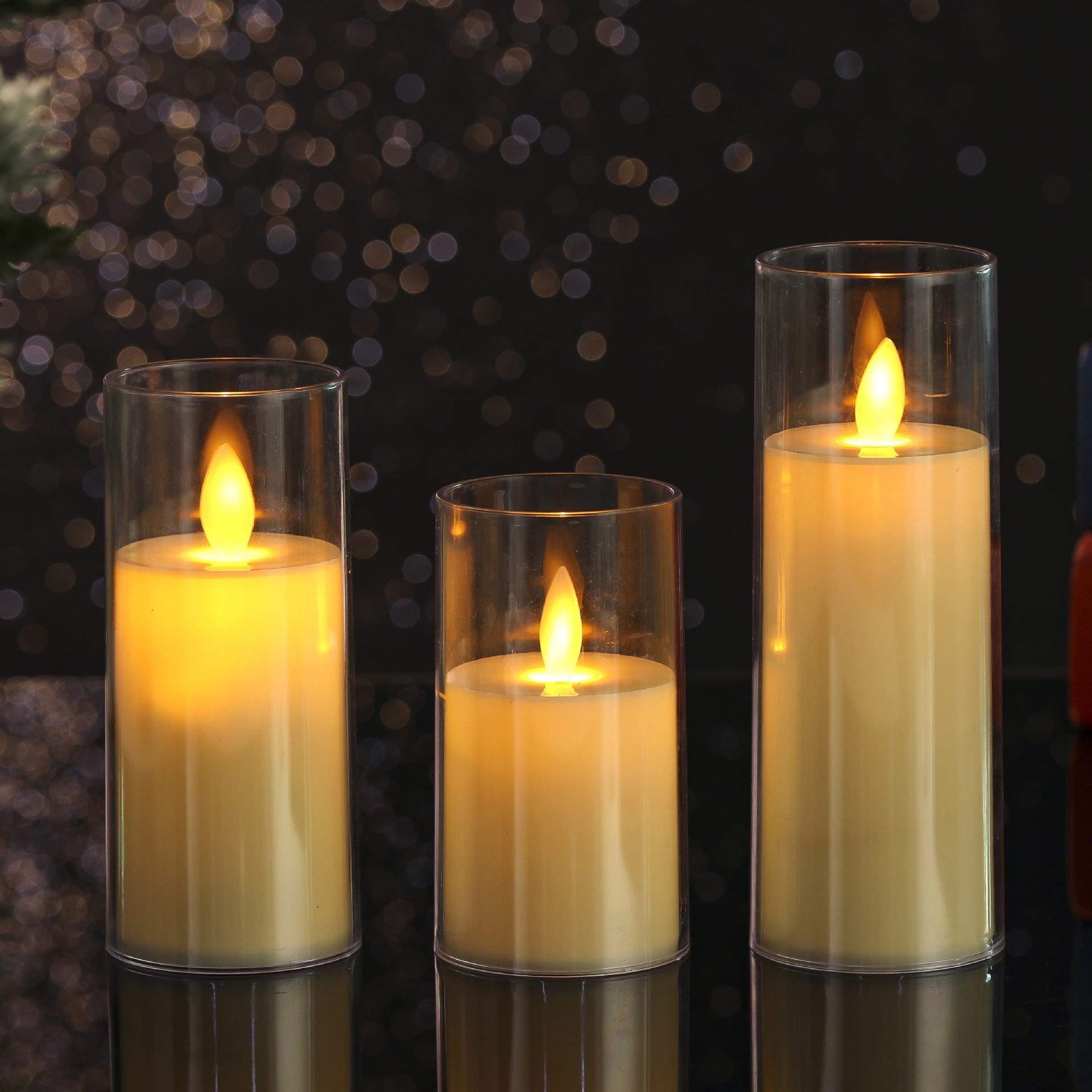 Simulated Acrylic Glass LED Night Light Cup Swinging Electronic Candle for Christmas Wedding Concert Party Decorations