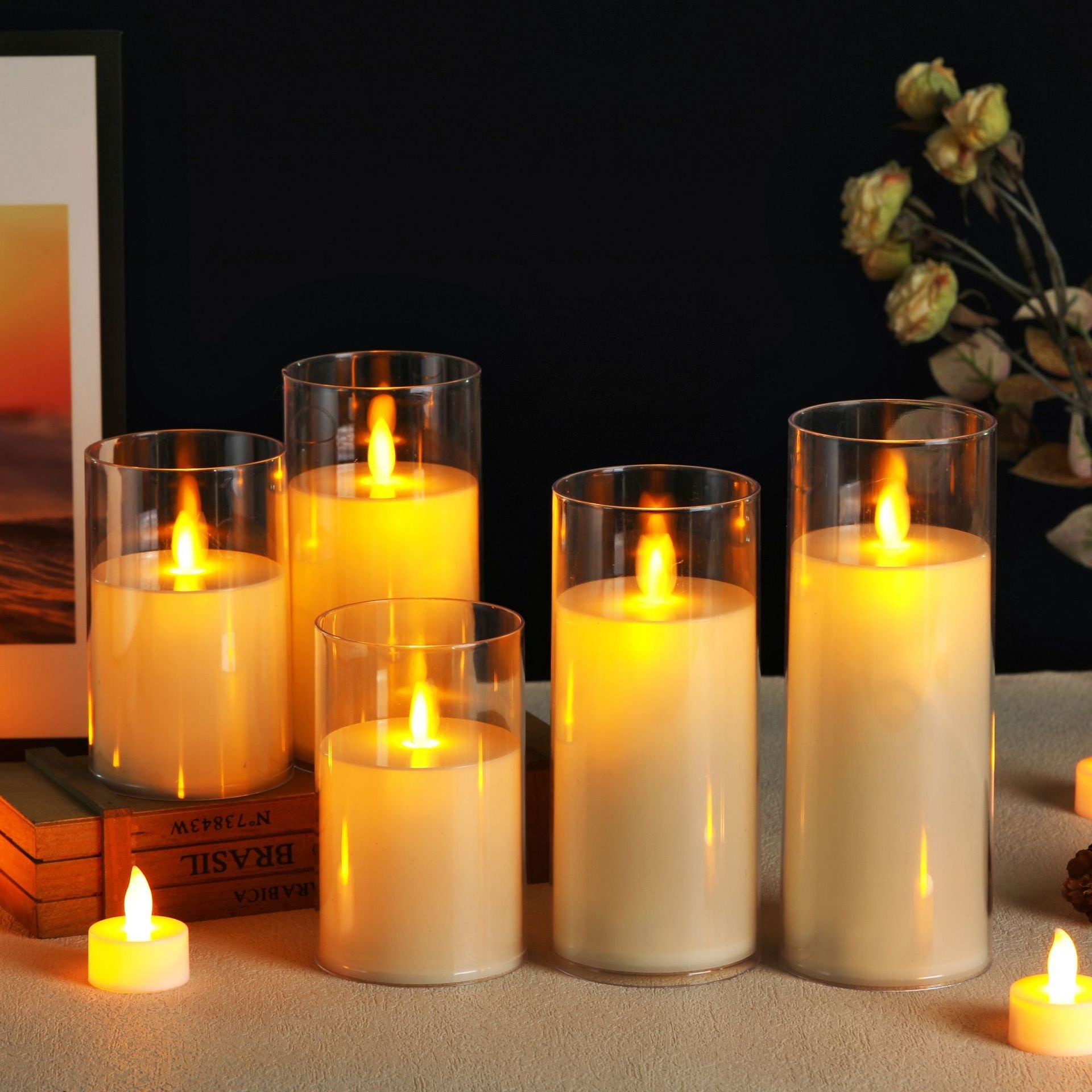 Simulated Acrylic Glass LED Night Light Cup Swinging Electronic Candle for Christmas Wedding Concert Party Decorations — view 3