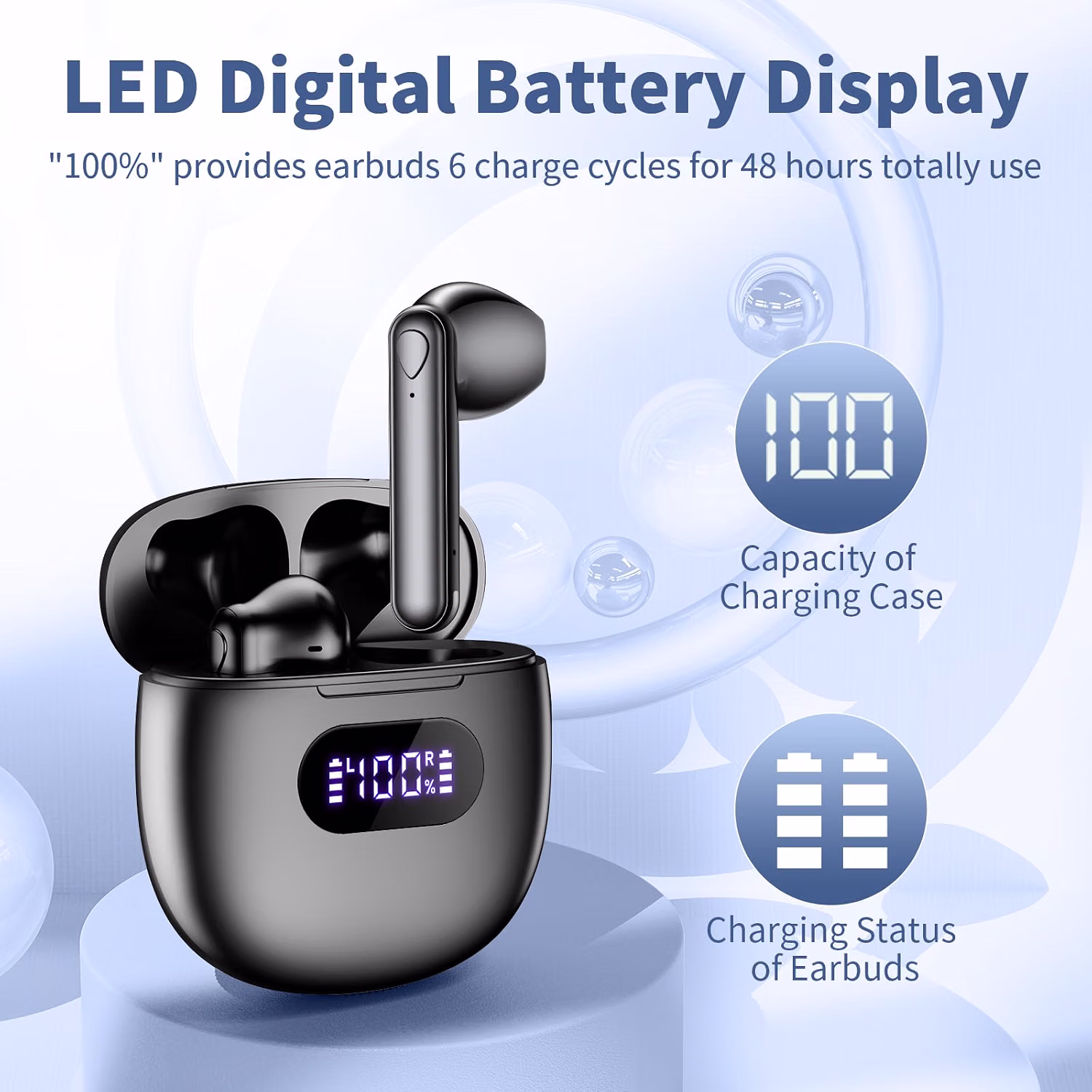 Ear buds Wireless Earbuds Bluetooth 5.4 Headphones Button Control Earphones — view 2