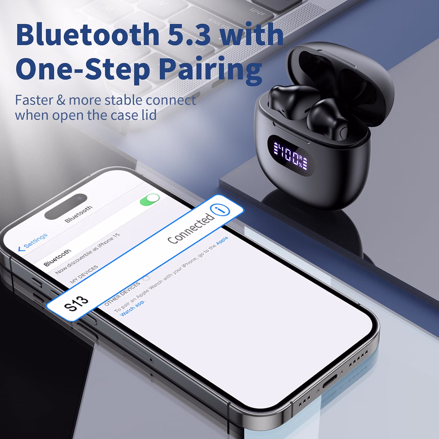 Ear buds Wireless Earbuds Bluetooth 5.4 Headphones Button Control Earphones — view 3