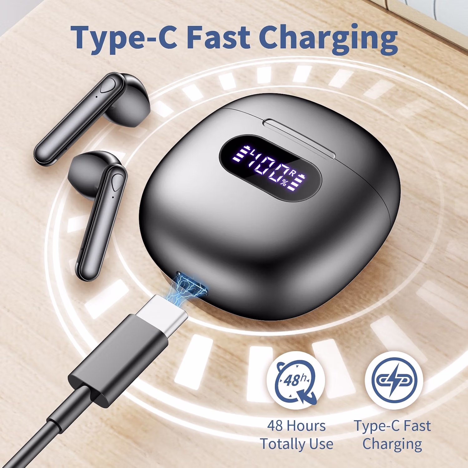 Ear buds Wireless Earbuds Bluetooth 5.4 Headphones Button Control Earphones — view 5