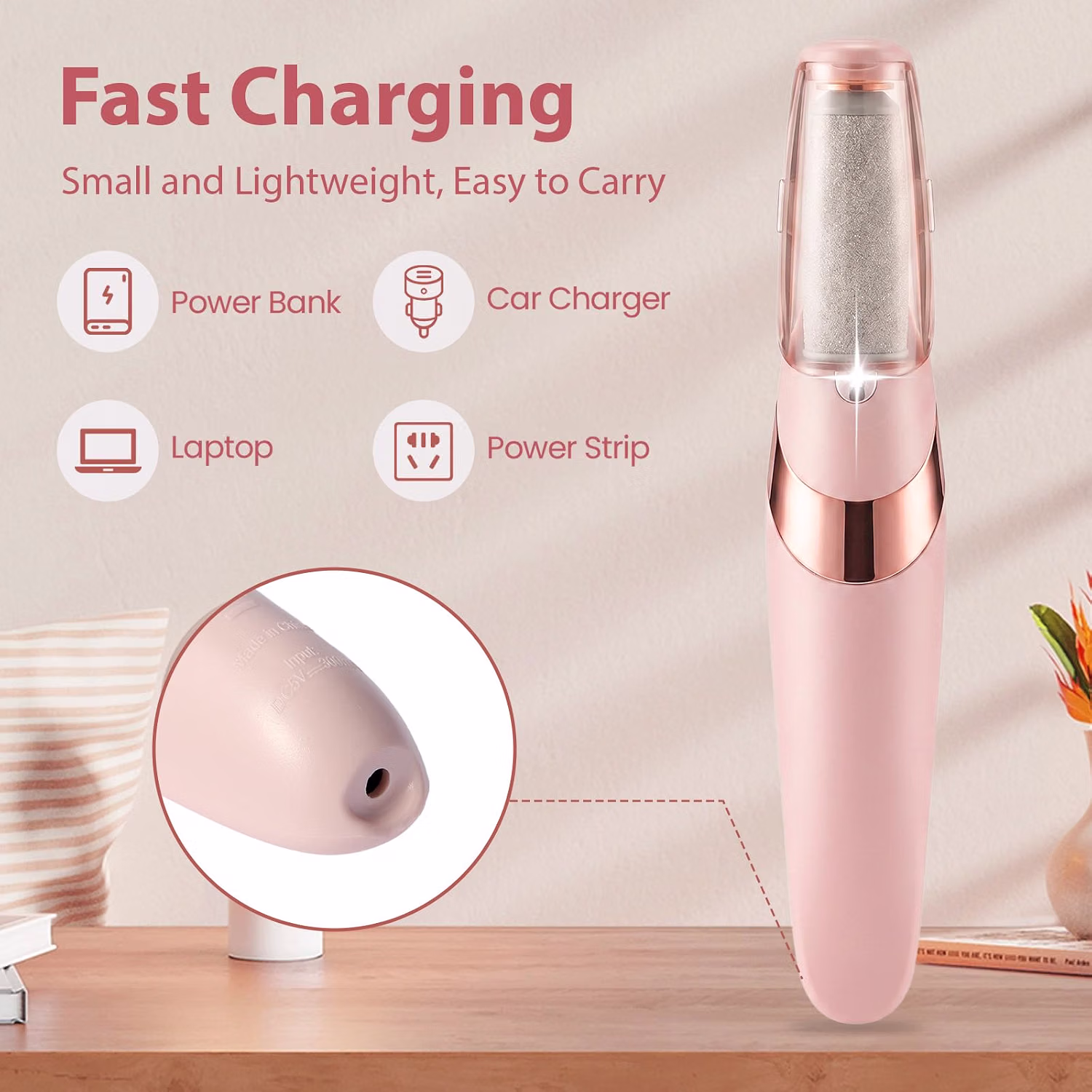 Callus Removers for Feet, Electric Foot Callus Remover Rechargeable with 2 Roller Heads Electronic Foot File Removes Hard Skin for Soft Beautiful Feet, Feet Care Pedicure Tools — view 4