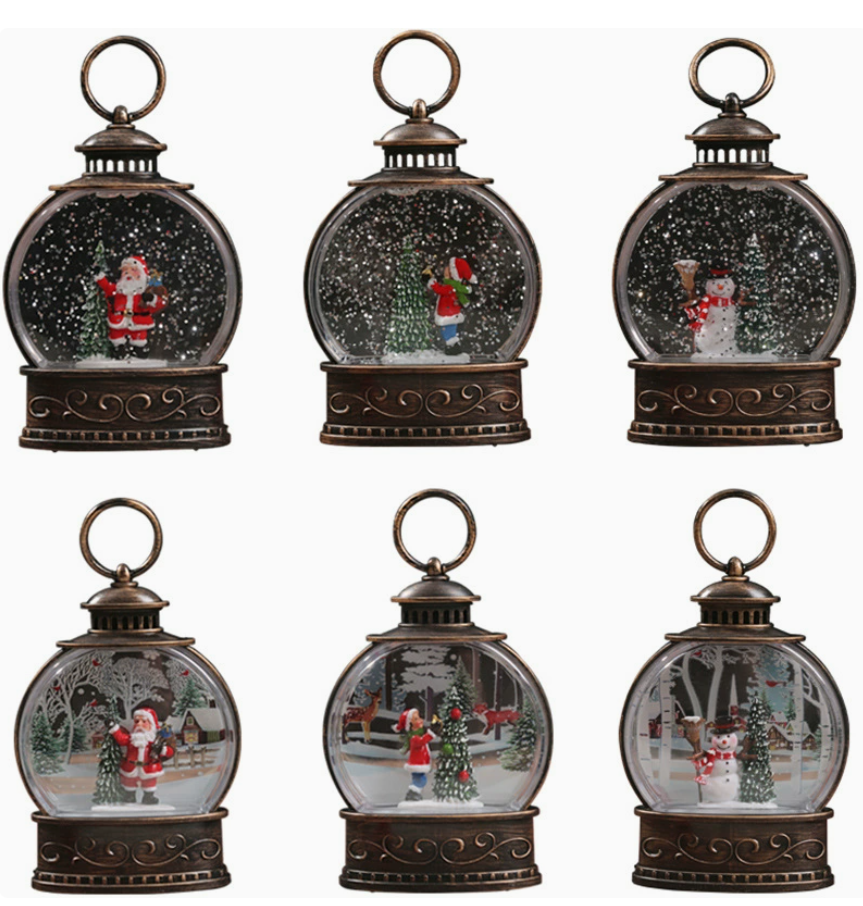 Portable LED Christmas Storm Lantern Light Xmas Miniature Decor Souvenir Santa Water-filled Night Light — view 2