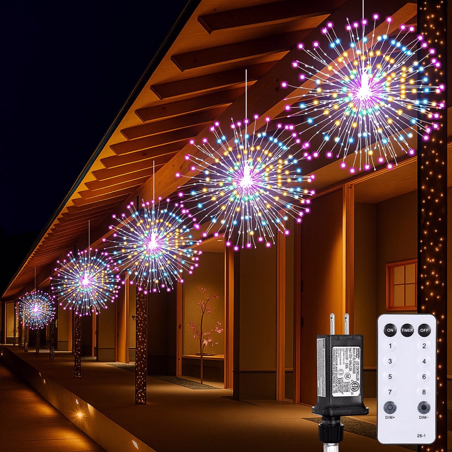 Tujoe 5 Pack Plug-in Firework Lights Outdoor Starburst LED, Colorful — view 6