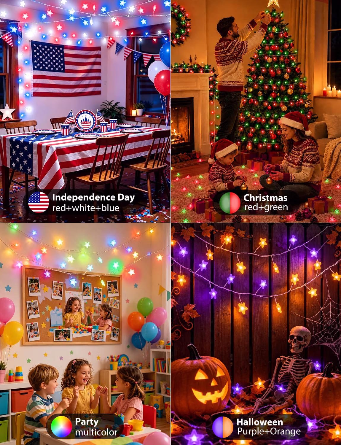 echosari Smart Star Fairy Lights Plug in with Timer App Remote Control — view 2