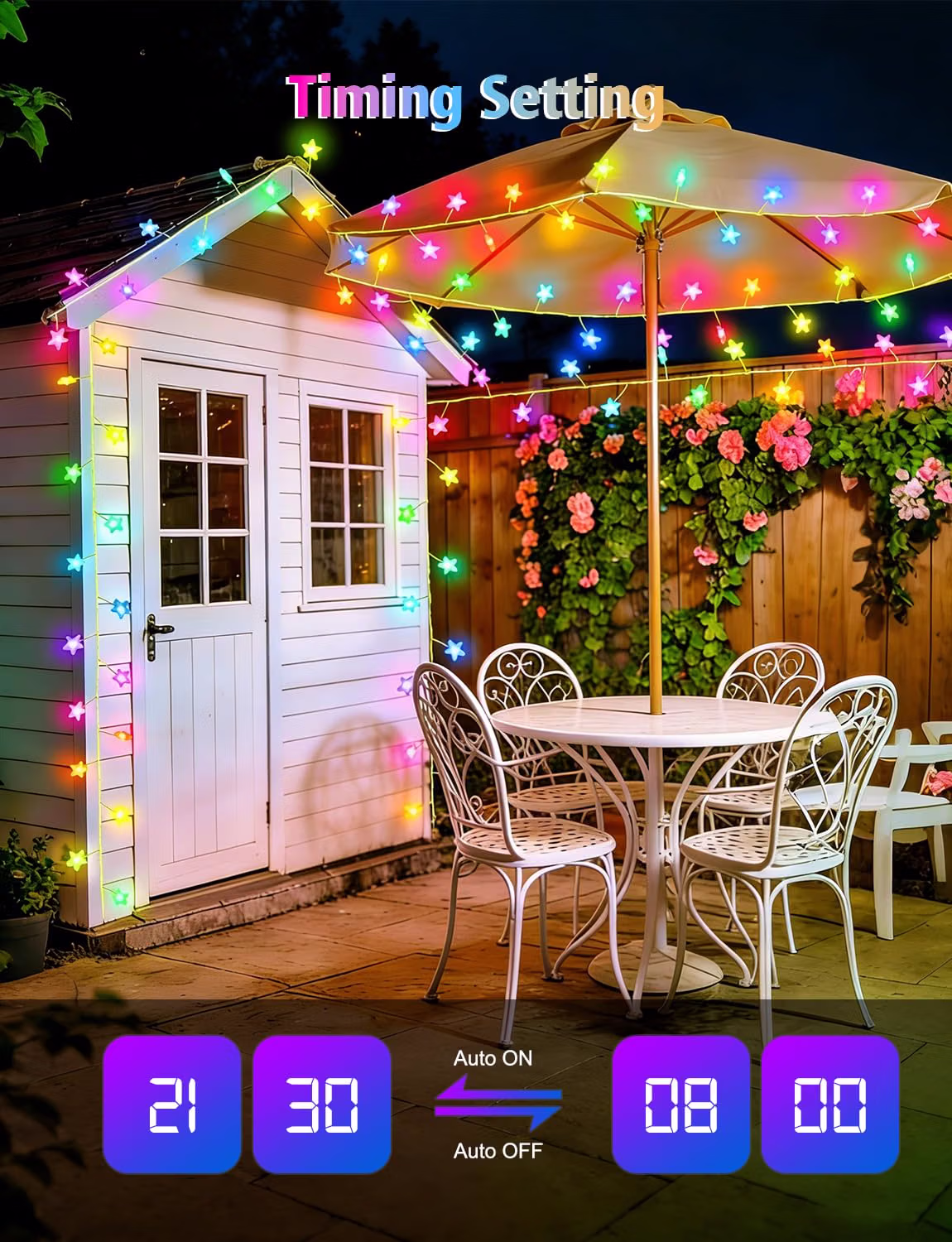 echosari Smart Star Fairy Lights Plug in with Timer App Remote Control — view 4