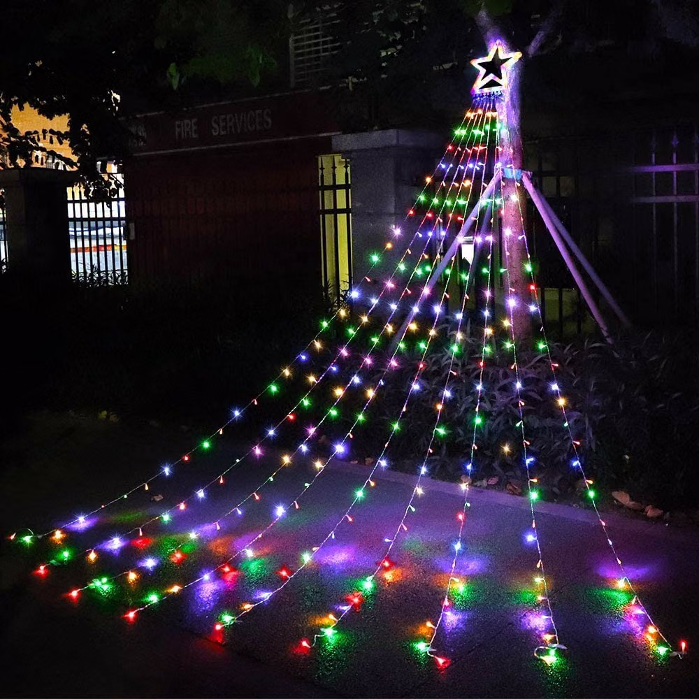 Christmas Decorations Star String Lights,320 LED Outdoor Christmas Tree Lights with 13" Topper Star,8 Modes Waterproof Hanging Fairy Twinkle Lights for Xmas New Year Party Holiday — view 4
