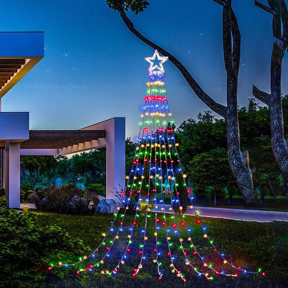 Christmas Decorations Star String Lights,320 LED Outdoor Christmas Tree Lights with 13" Topper Star,8 Modes Waterproof Hanging Fairy Twinkle Lights for Xmas New Year Party Holiday — view 8