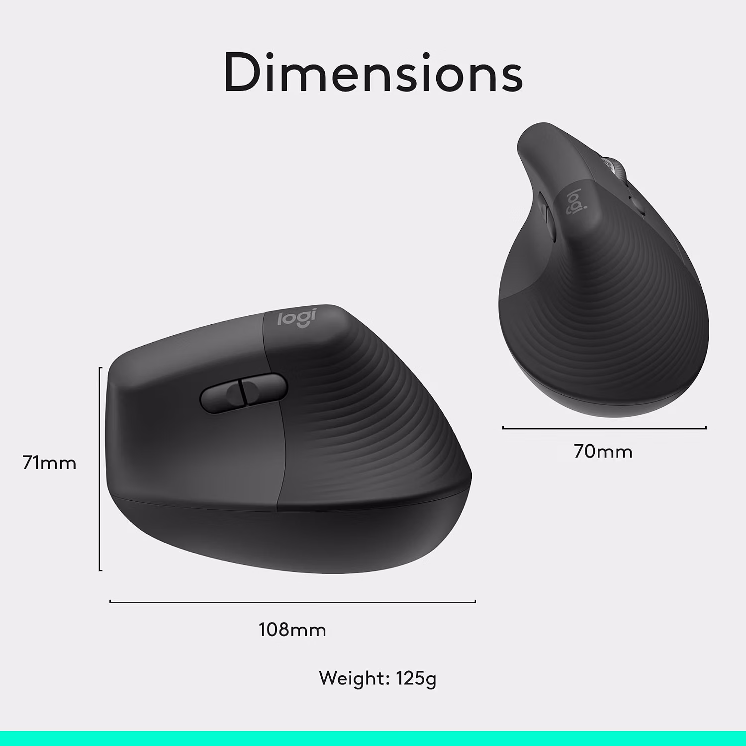Logitech Lift Vertical Ergonomic Wireless Mouse - Graphite — view 4