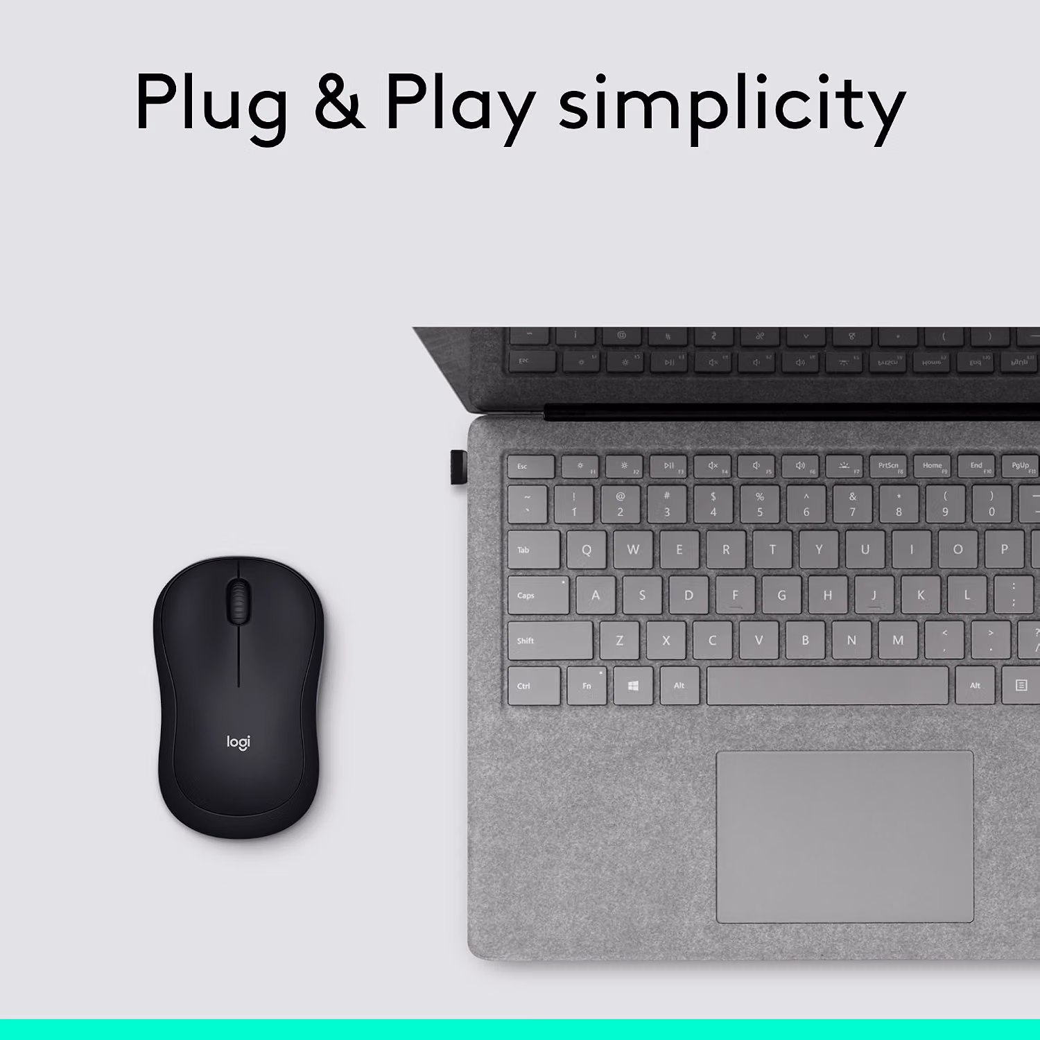 Logitech M185 Compact Ambidextrous Wireless Mouse with Rubber Grips - Black — view 3