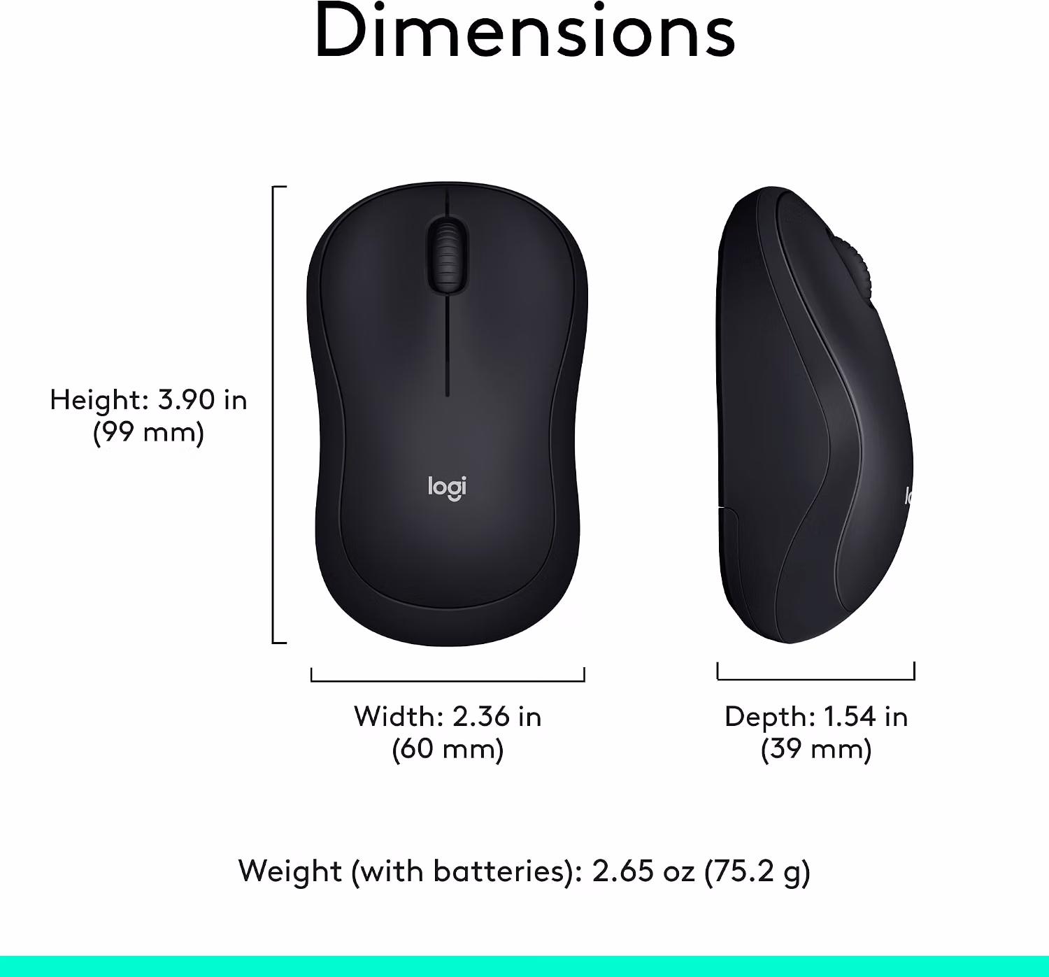 Logitech M185 Compact Ambidextrous Wireless Mouse with Rubber Grips - Black — view 4
