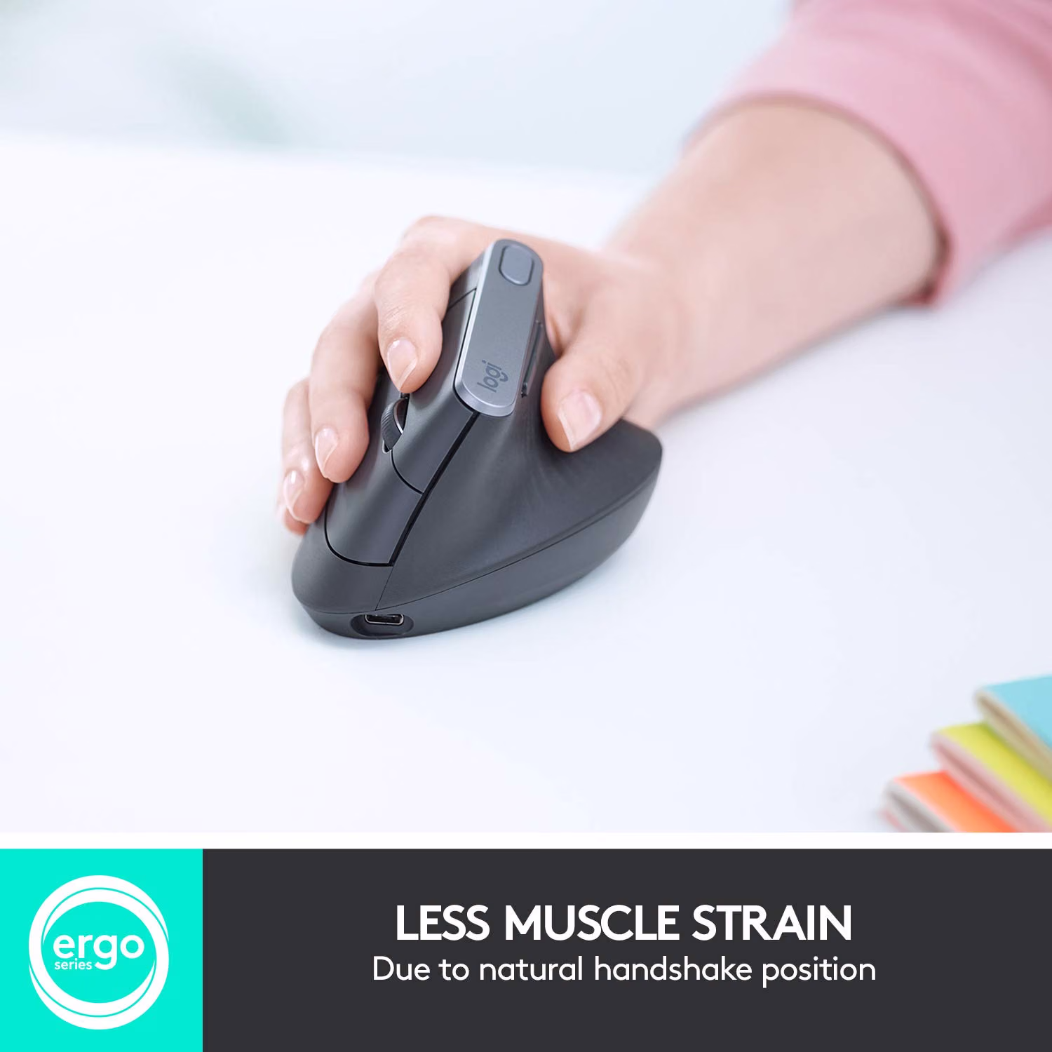 Logitech MX Vertical Wireless Mouse Ergonomic Design - Graphite — view 7