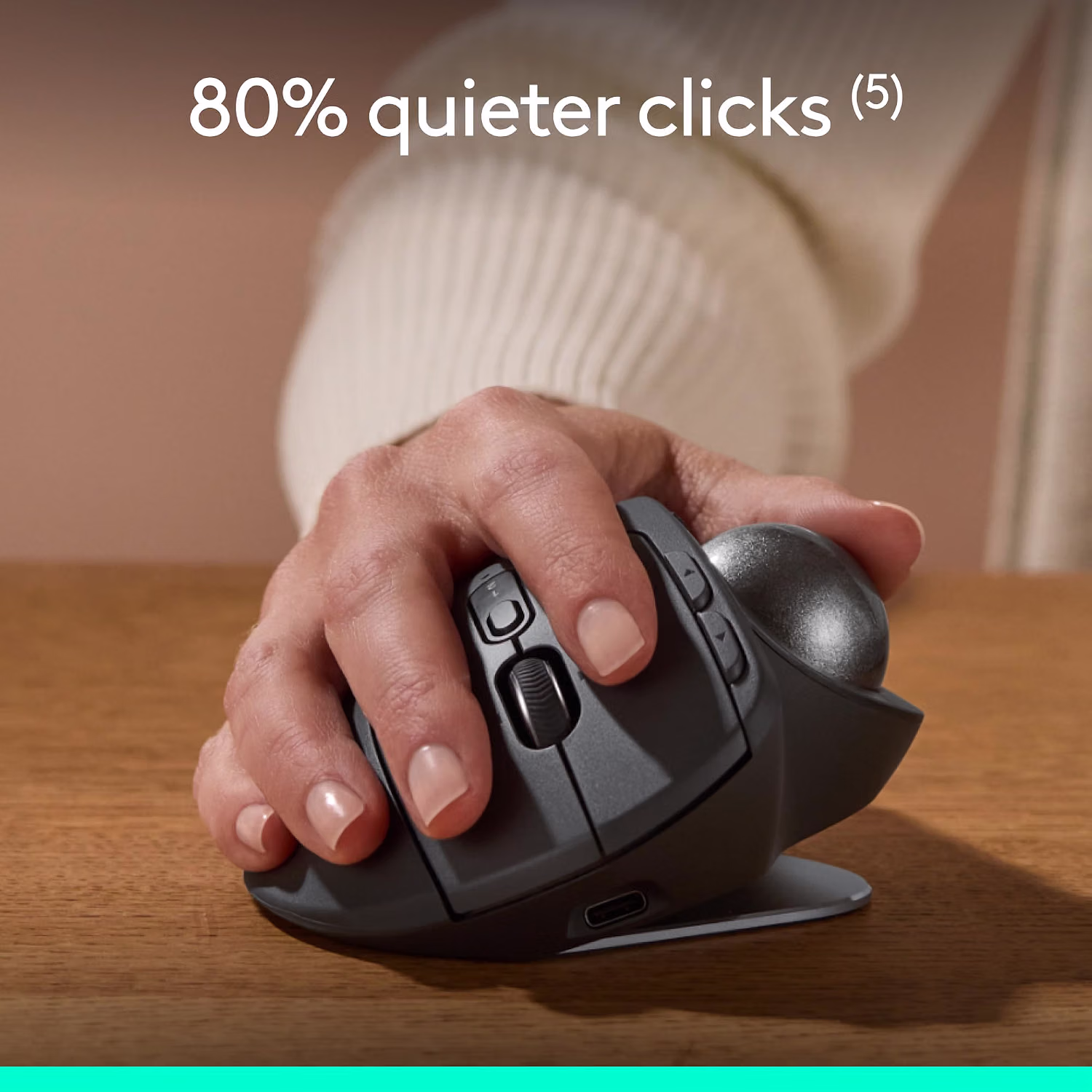 Logitech MX Ergo S Advanced Wireless Trackball Mouse USB C - Graphite — view 5