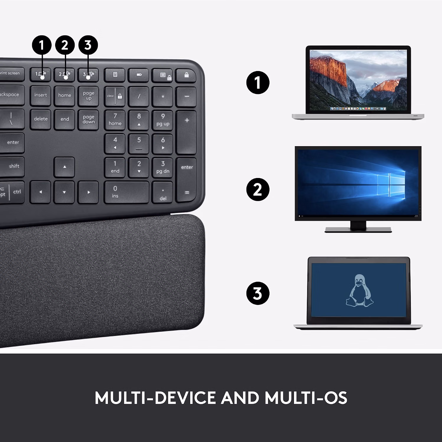 Logitech Ergo K860 Wireless Ergonomic Split Keyboard with Wrist Rest — view 7
