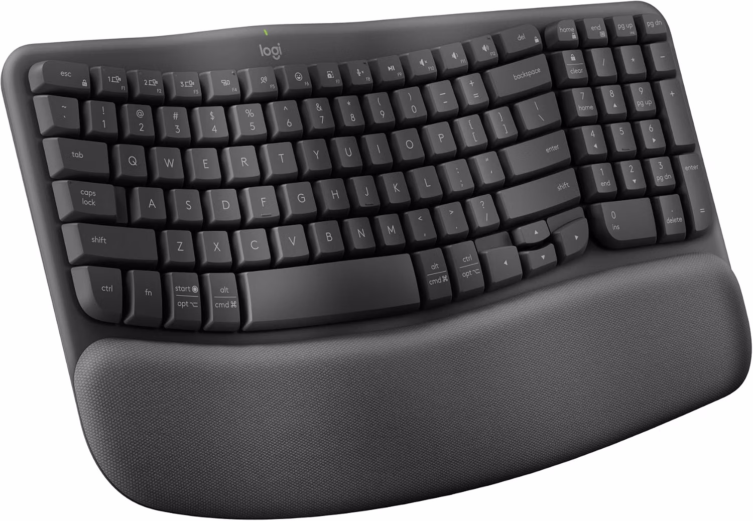 Logitech Wave Keys Ergonomic Wireless Keyboard with Palm Rest - Graphite — view 7