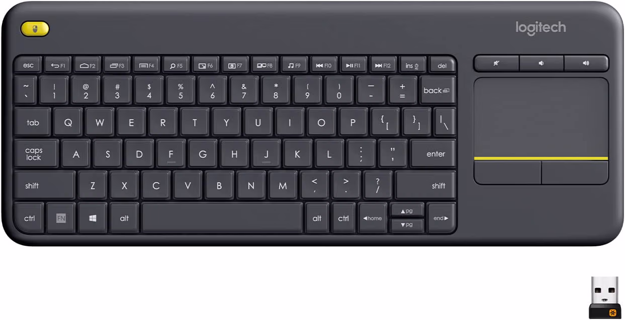 Logitech K400 Plus Wireless Touch TV Keyboard for PC-Connected TV - Black