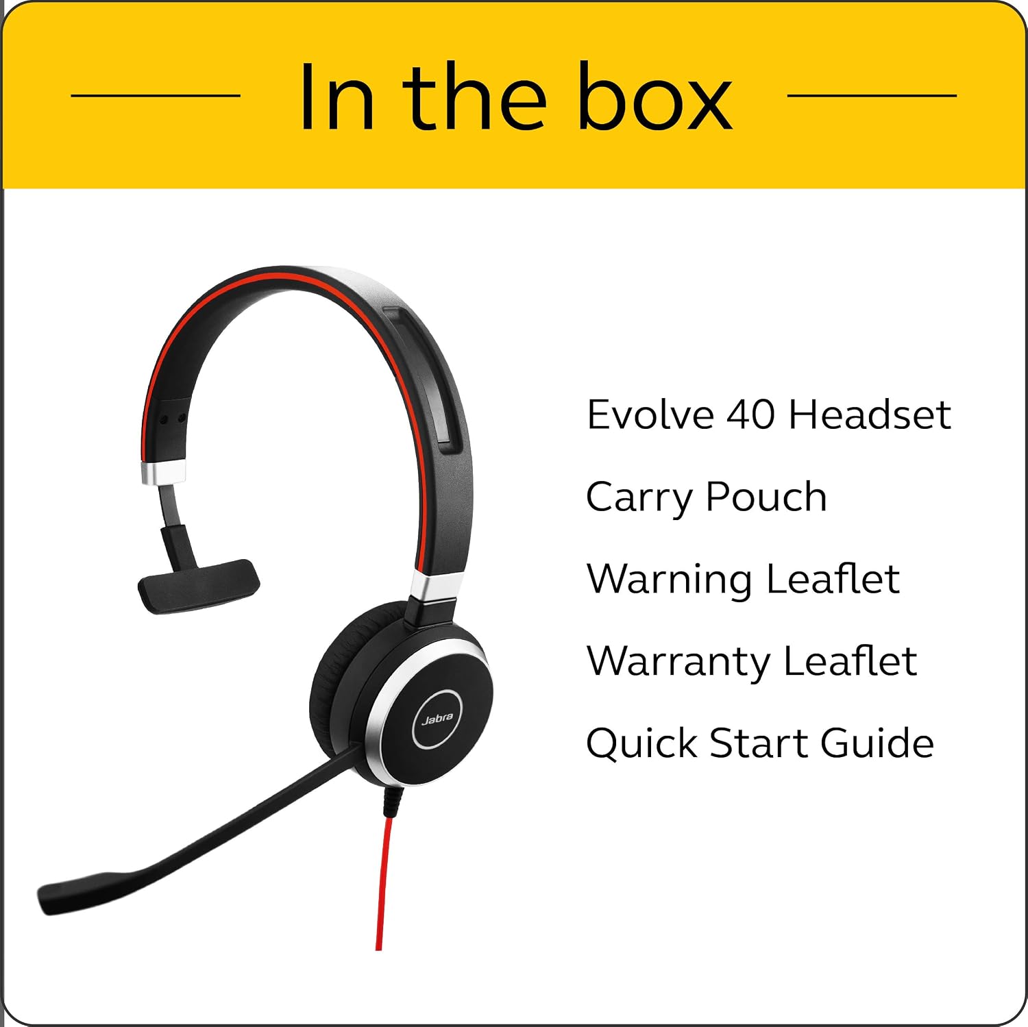Jabra Evolve 40 UC Professional Wired Headset, Mono – Telephone Headset for Greater Productivity, Superior Sound for Calls and Music, 3.5mm Jack/USB Connection, All-Day Comfort Design, UC Optimized — view 3