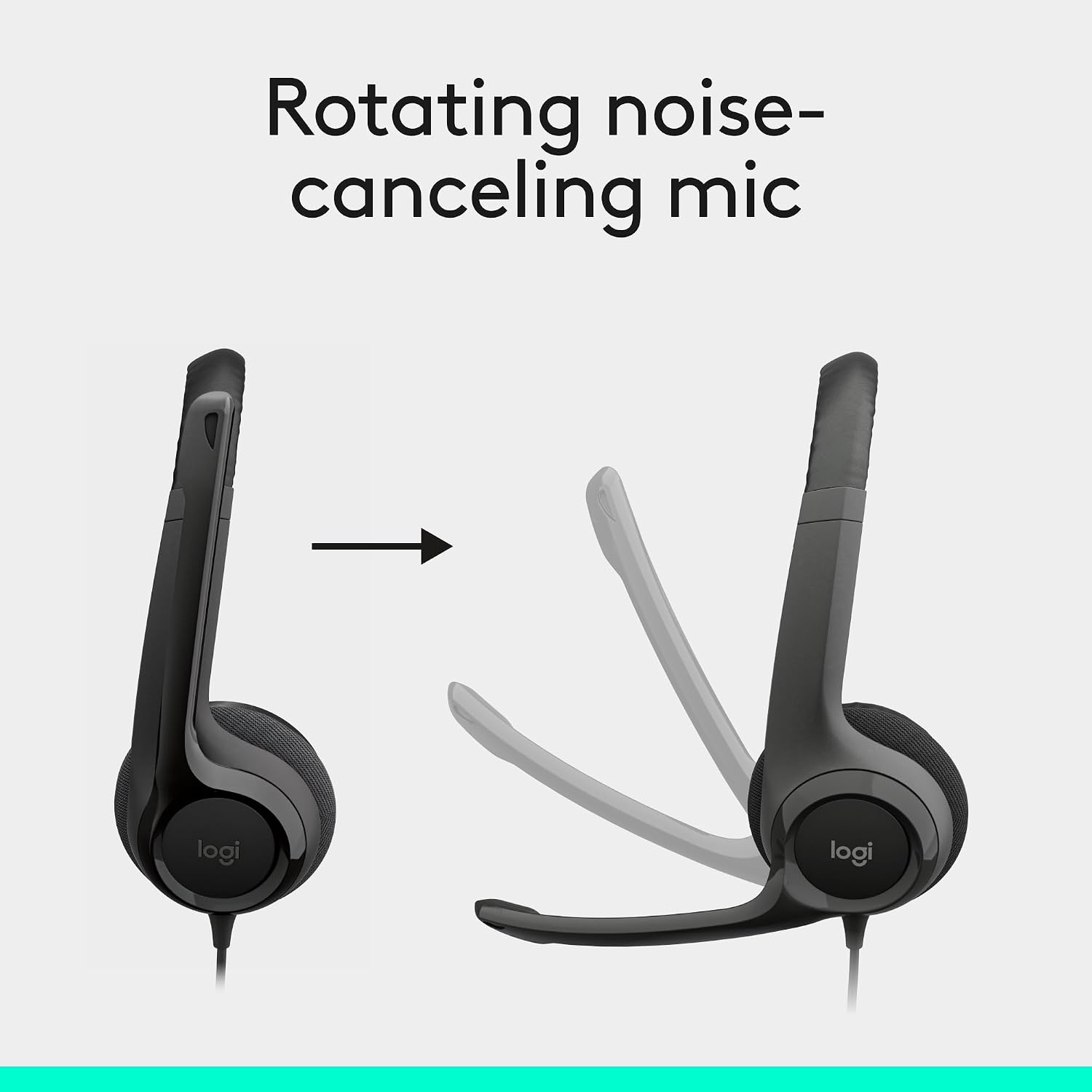 Logitech H390 Wired Headset PC/Laptop Stereo Headphones, USB-A, Black — view 3