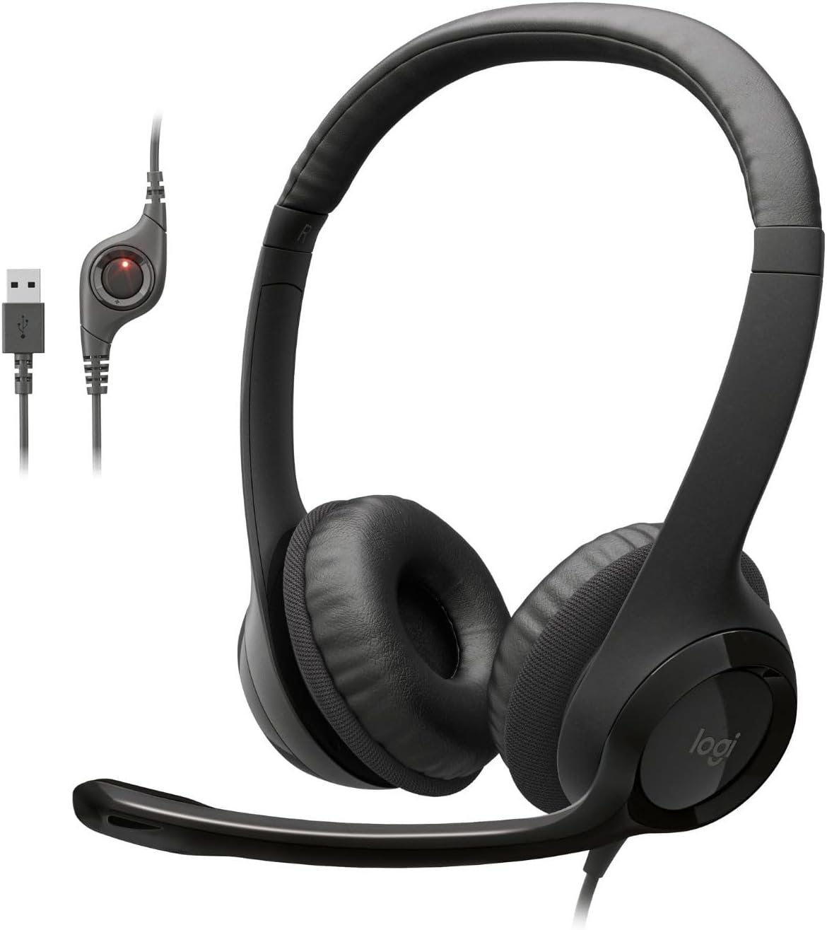 Logitech H390 Wired Headset PC/Laptop Stereo Headphones, USB-A, Black — view 7