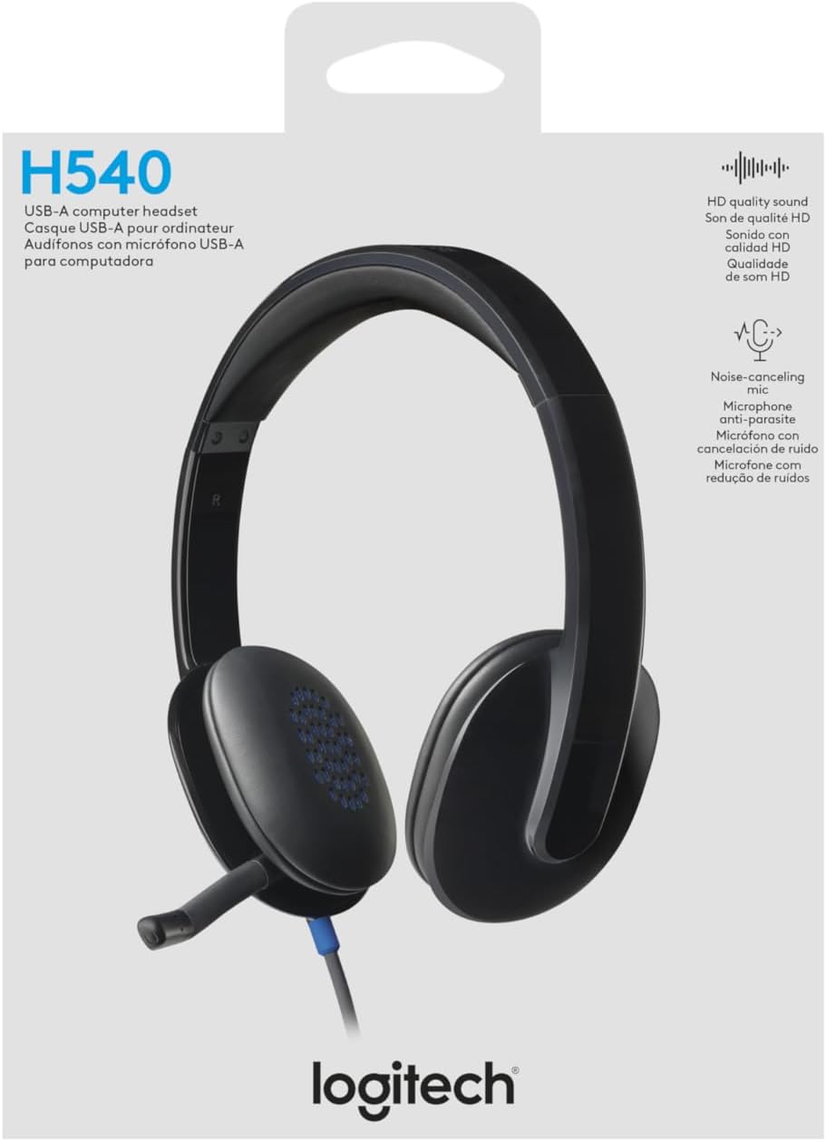 Logitech H540 Wired Headset for Windows and Mac, USB-A, Black — view 5