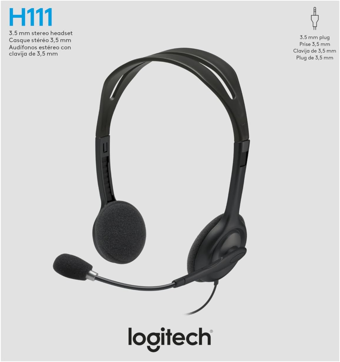 Logitech H111 Stereo Headset with 3.5 mm Audio Jack - Black