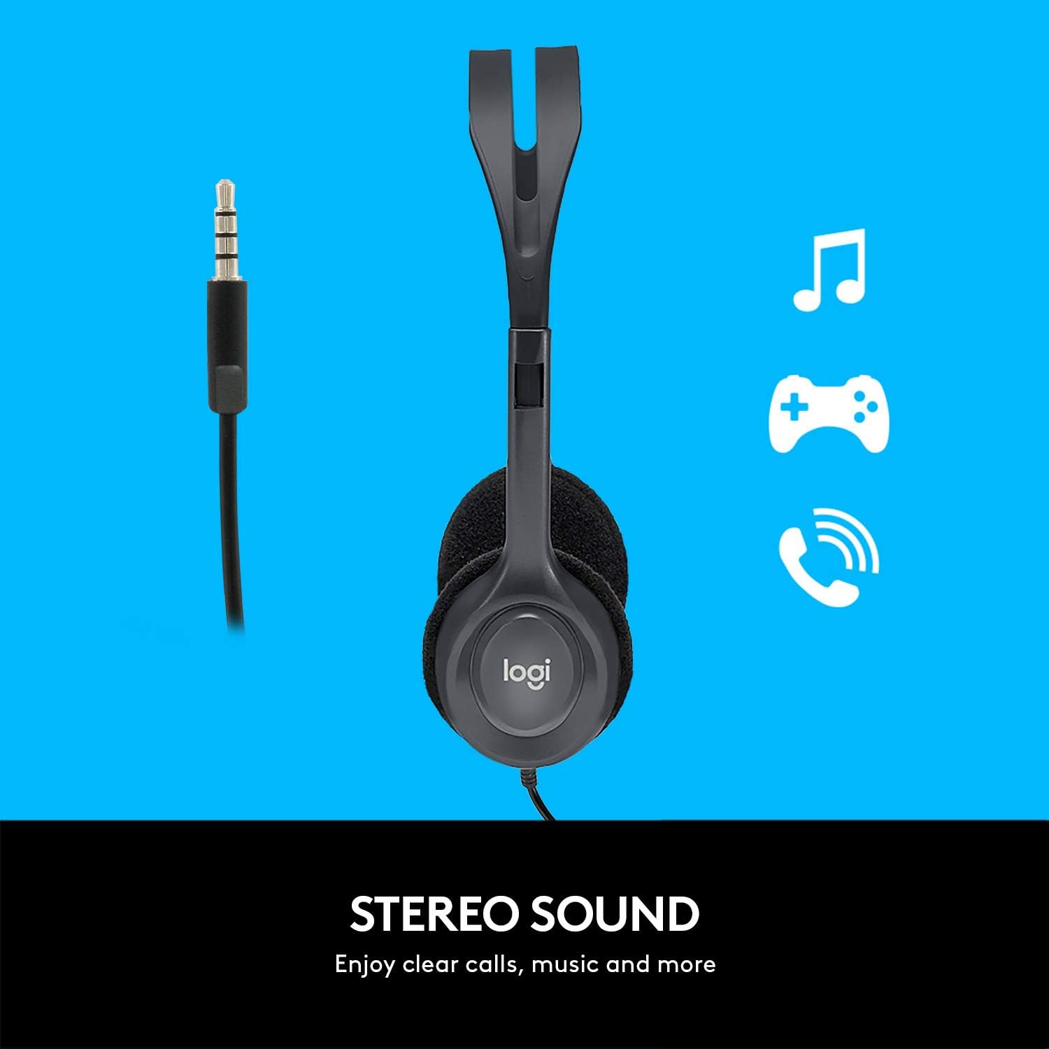 Logitech H111 Stereo Headset with 3.5 mm Audio Jack - Black — view 6