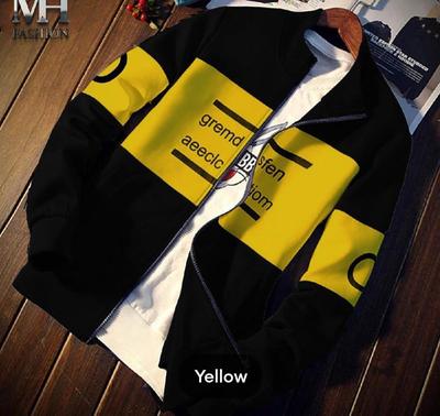 Men's Printed Fleece Hooded Jacket MZ1069200078ABTR, Black and White Zipper Winter Wear — view 2