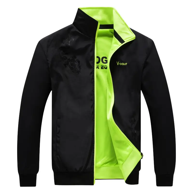 V-OGUF Men Black Double-sided Collar Jacket — Medium (M) — view 2
