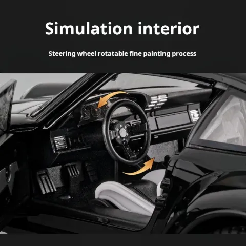 RWB Porsche 993 Diecast Model Car with Pull Back Action Sound Light Effects and Opening Doors — Yellow — view 3