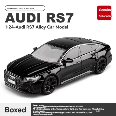 Audi RS7 1/24 Scale Diecast Model Car Metal Alloy Vehicle — Black — view 3