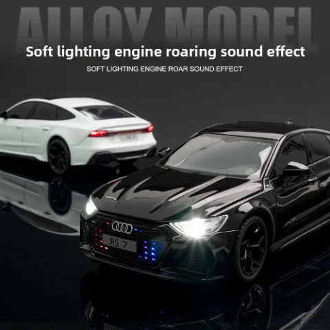 Audi RS7 1/24 Scale Diecast Model Car Metal Alloy Vehicle — Black — view 7