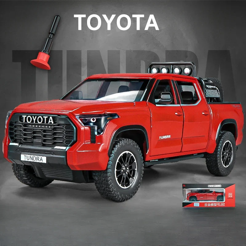 Toyota Tundra 1:24 Scale Die-Cast Model Car Pickup Truck with Opening Doors — Red