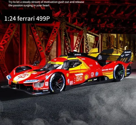 Ferrari Le Mans 499P Diecast Model 1/24 Scale Yellow — Yellow — view 2