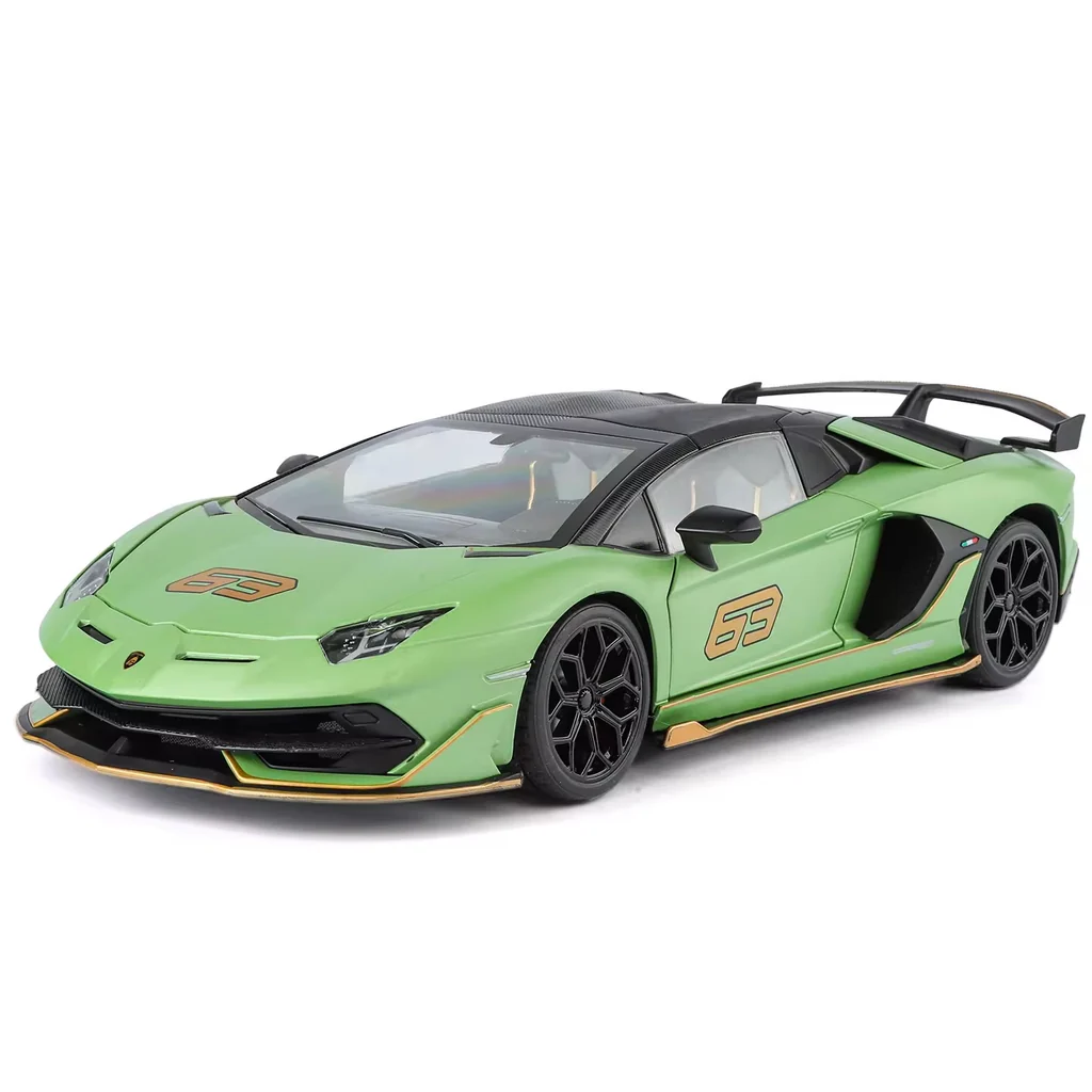 Lamborghini Aventador SVJ63 Scale Model Car 1:18 Die-Cast Alloy Replica — Green