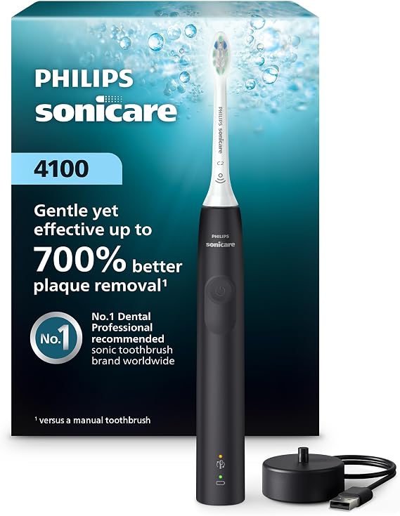Philips Sonicare 4100 Rechargeable Electric Toothbrush, White, HX3681/23 — Black