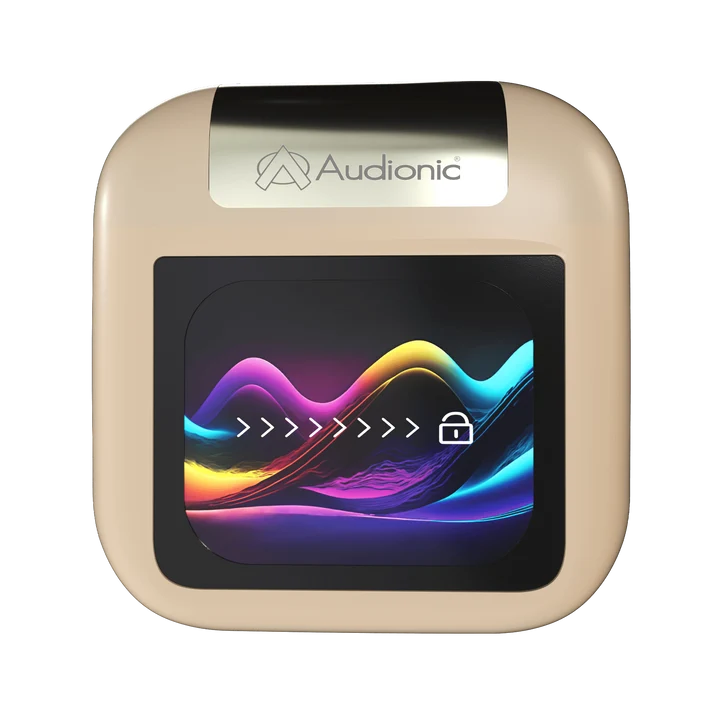 Audionic Bluetooth Earbuds Trance Airbud 810 with Quad Mic ANC, Display, and 600mAh Charging Case — Color: Beige