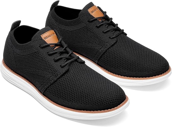 Bruno Marc Men KnitFlex Breeze Casual Dress Sneakers Lightweight Knit Mesh Derby Shoes β Black, 7