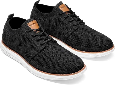 Bruno Marc Men KnitFlex Breeze Casual Dress Sneakers Lightweight Knit Mesh Derby Shoes — Black, 7 — view 6