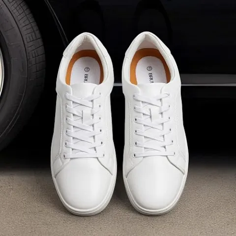 Bruno Marc Men's Casual Dress Sneakers Lowtop Lace-Up Shoes — White, 6.5