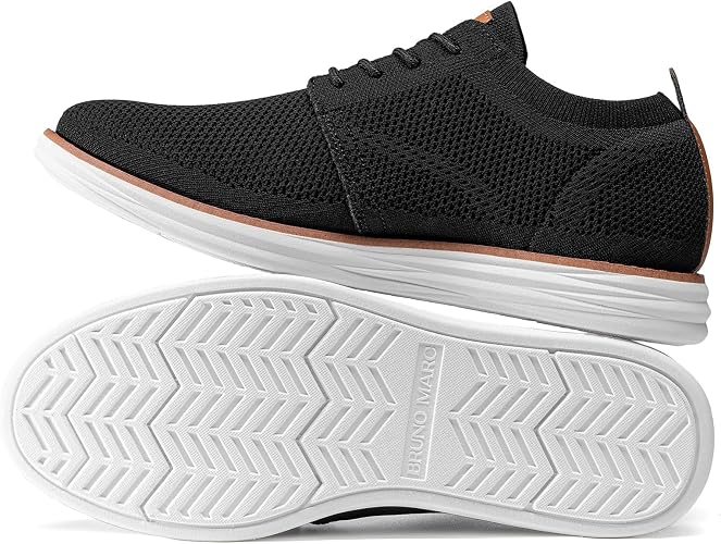 Bruno Marc Men KnitFlex Breeze Casual Dress Sneakers Breathable Mesh Lace-Up Derby Shoes β Black, 6.5