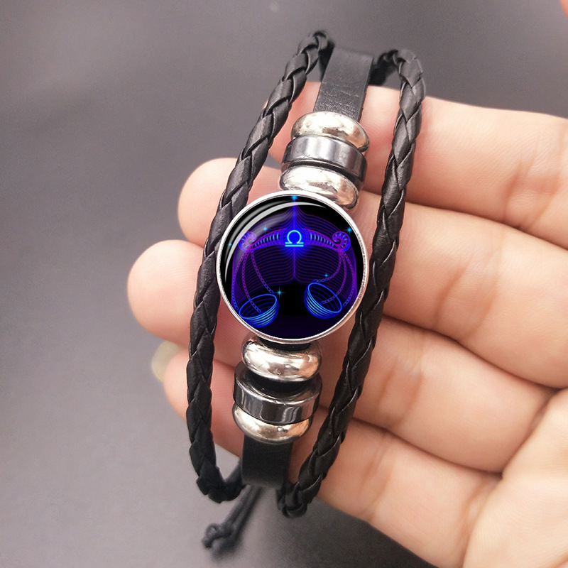 12 Zodiac Constellation Bracelet Luminous Braided Design Bracelet For Men Women Kids — view 2