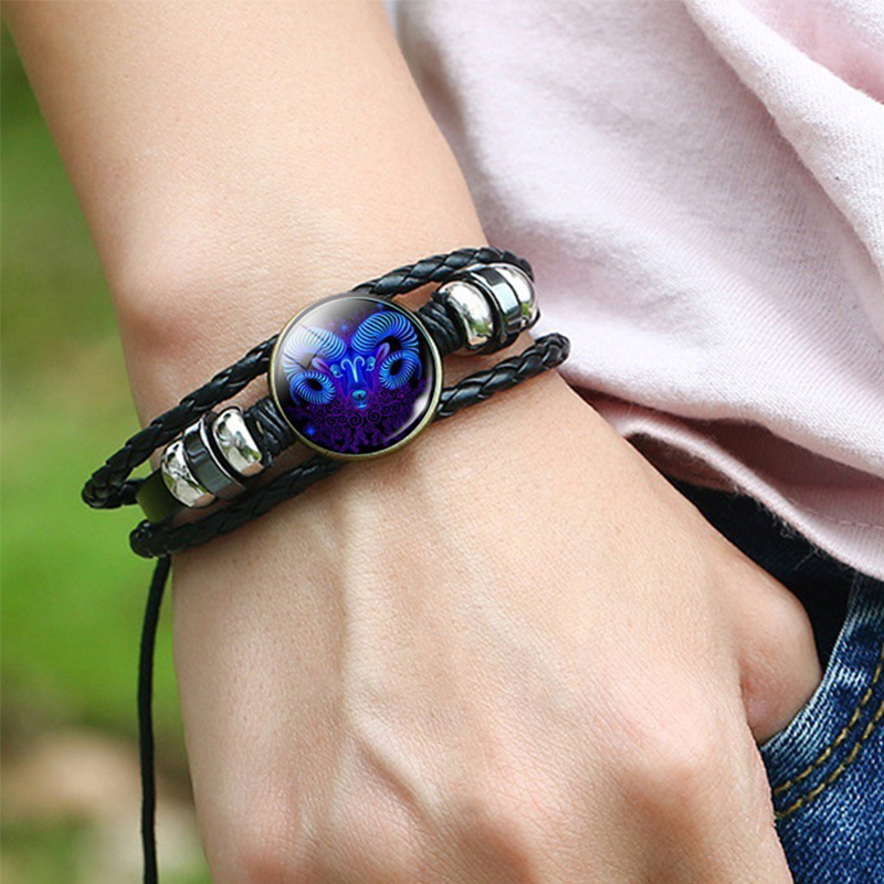 12 Zodiac Constellation Bracelet Luminous Braided Design Bracelet For Men Women Kids — view 3