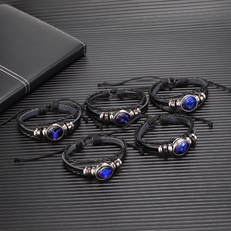 12 Zodiac Constellation Bracelet Luminous Braided Design Bracelet For Men Women Kids — view 6