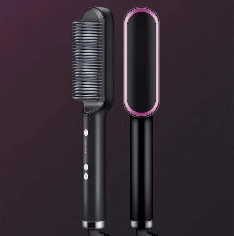 New 2 In 1 Hair Straightener Hot Comb Negative Ion Curling Tong Dual-purpose Electric Hair Brush — view 2