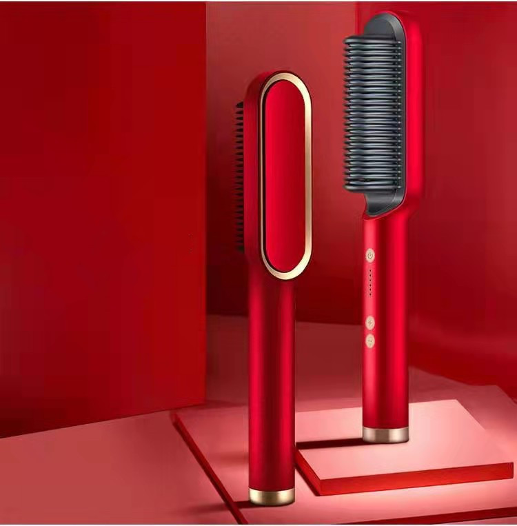 New 2 In 1 Hair Straightener Hot Comb Negative Ion Curling Tong Dual-purpose Electric Hair Brush — view 3