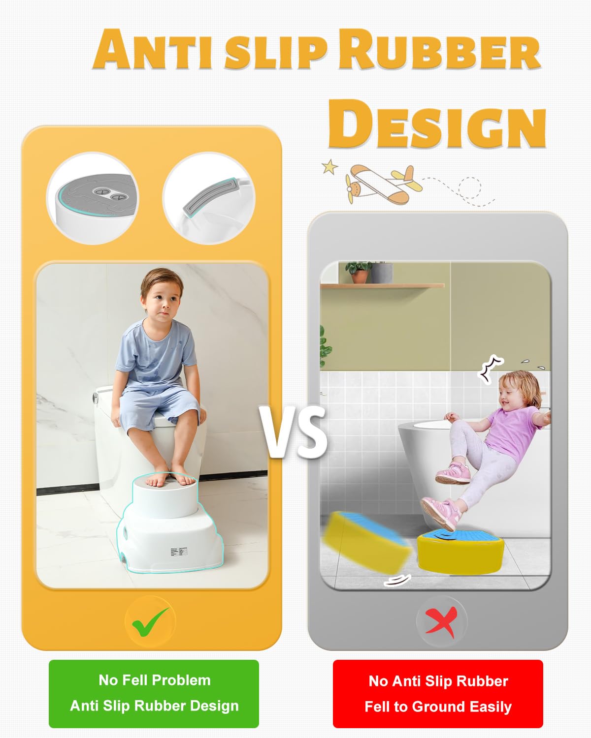 Padded 2-Step Step Stool, 2-Step Footstool - Step Stool Non-slip, Portable, Space-saving Design For Bathroom, Kitchen, Bedroom, Classroom - Easy To Clean, Sturdy And Comfortable — view 3