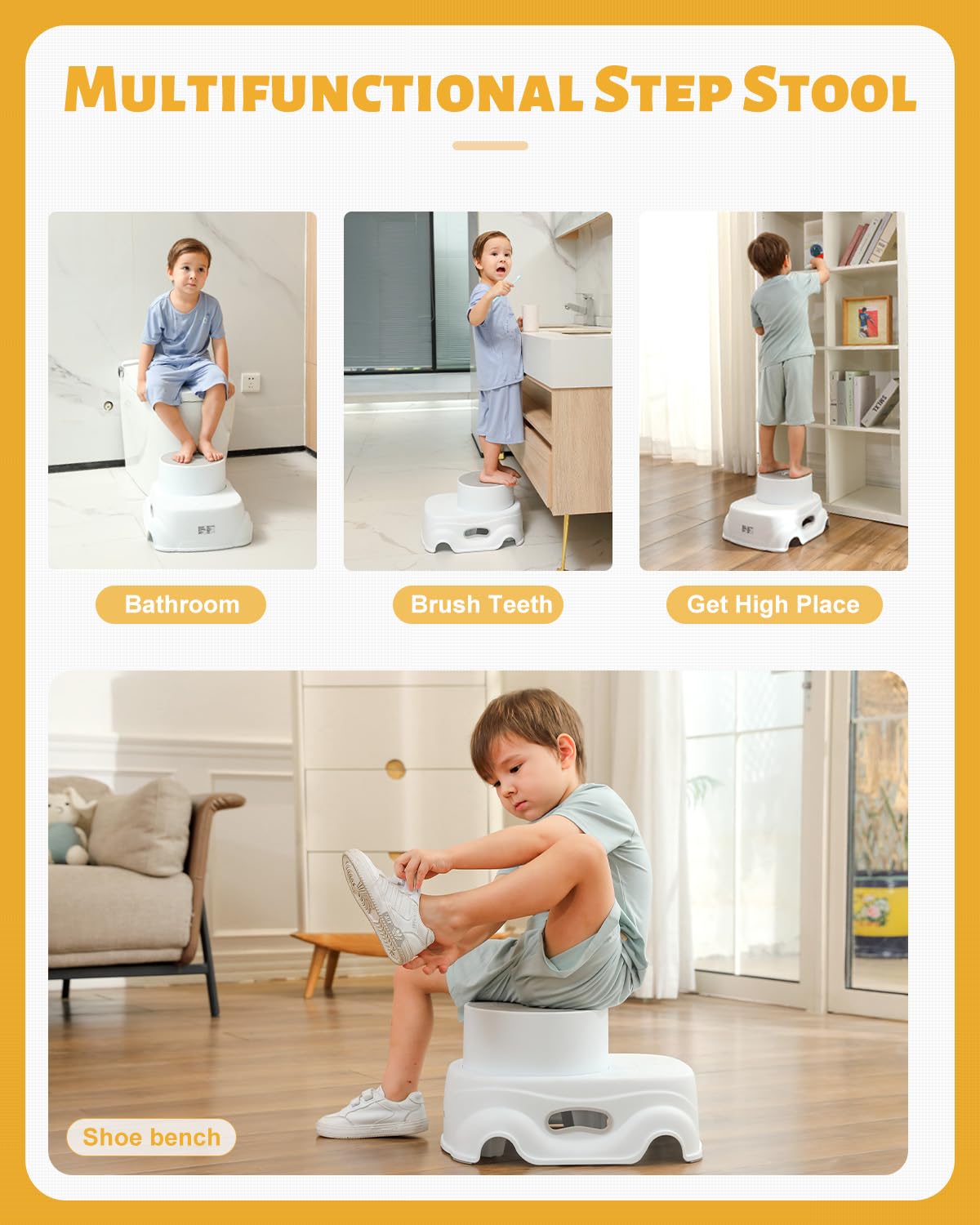 Padded 2-Step Step Stool, 2-Step Footstool - Step Stool Non-slip, Portable, Space-saving Design For Bathroom, Kitchen, Bedroom, Classroom - Easy To Clean, Sturdy And Comfortable — view 5