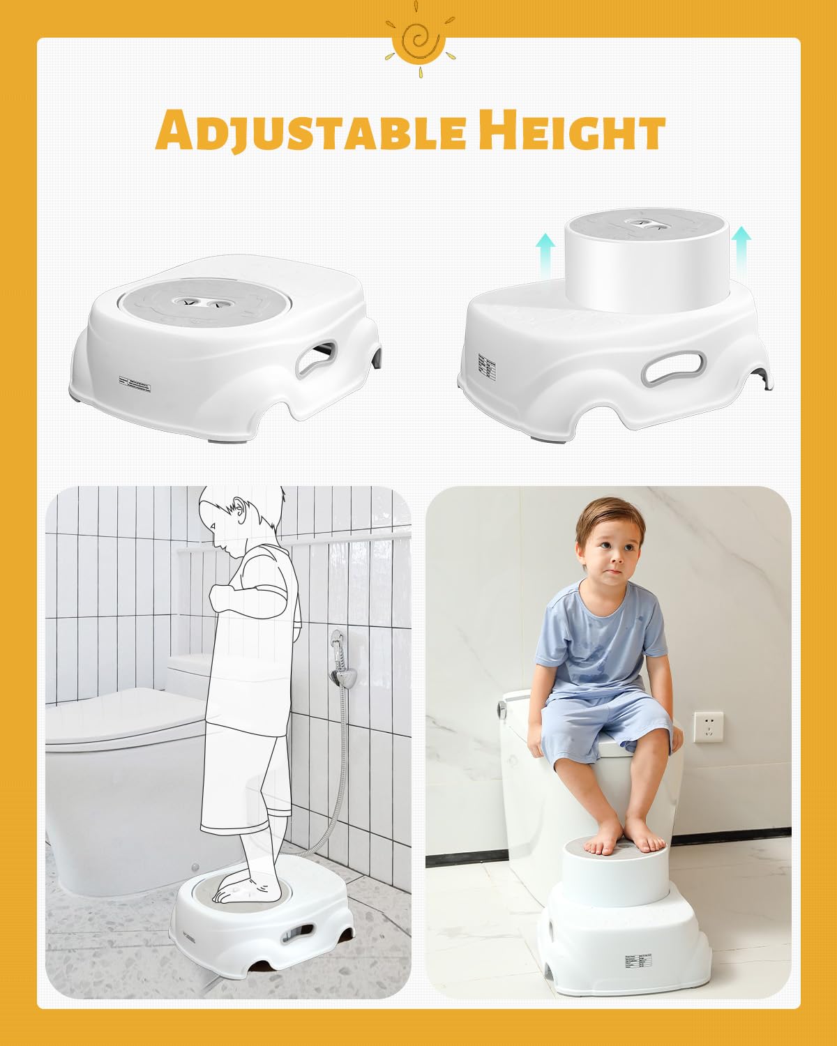 Padded 2-Step Step Stool, 2-Step Footstool - Step Stool Non-slip, Portable, Space-saving Design For Bathroom, Kitchen, Bedroom, Classroom - Easy To Clean, Sturdy And Comfortable — view 6