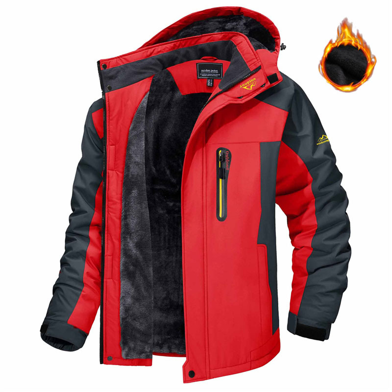 Winter Hooded Jacket Fashion Casual Warm Fleece Coat Windproof Rainproof Parka Windbreaker Men's Top — view 2
