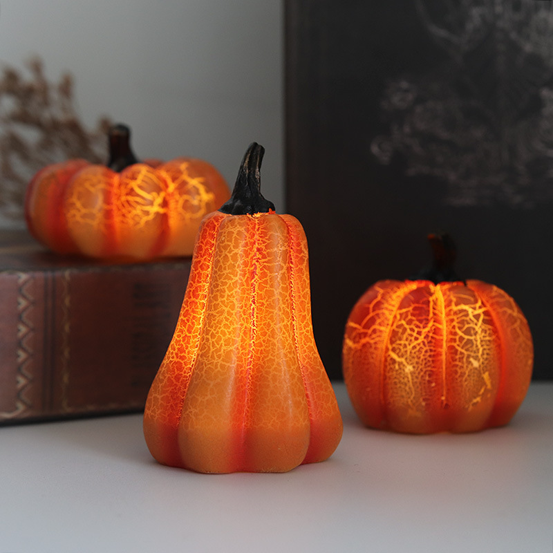 New Halloween Pumpkin Lantern Simulation Pumpkin LED Candle Lamp Resin Luminous Pumpkin — view 2